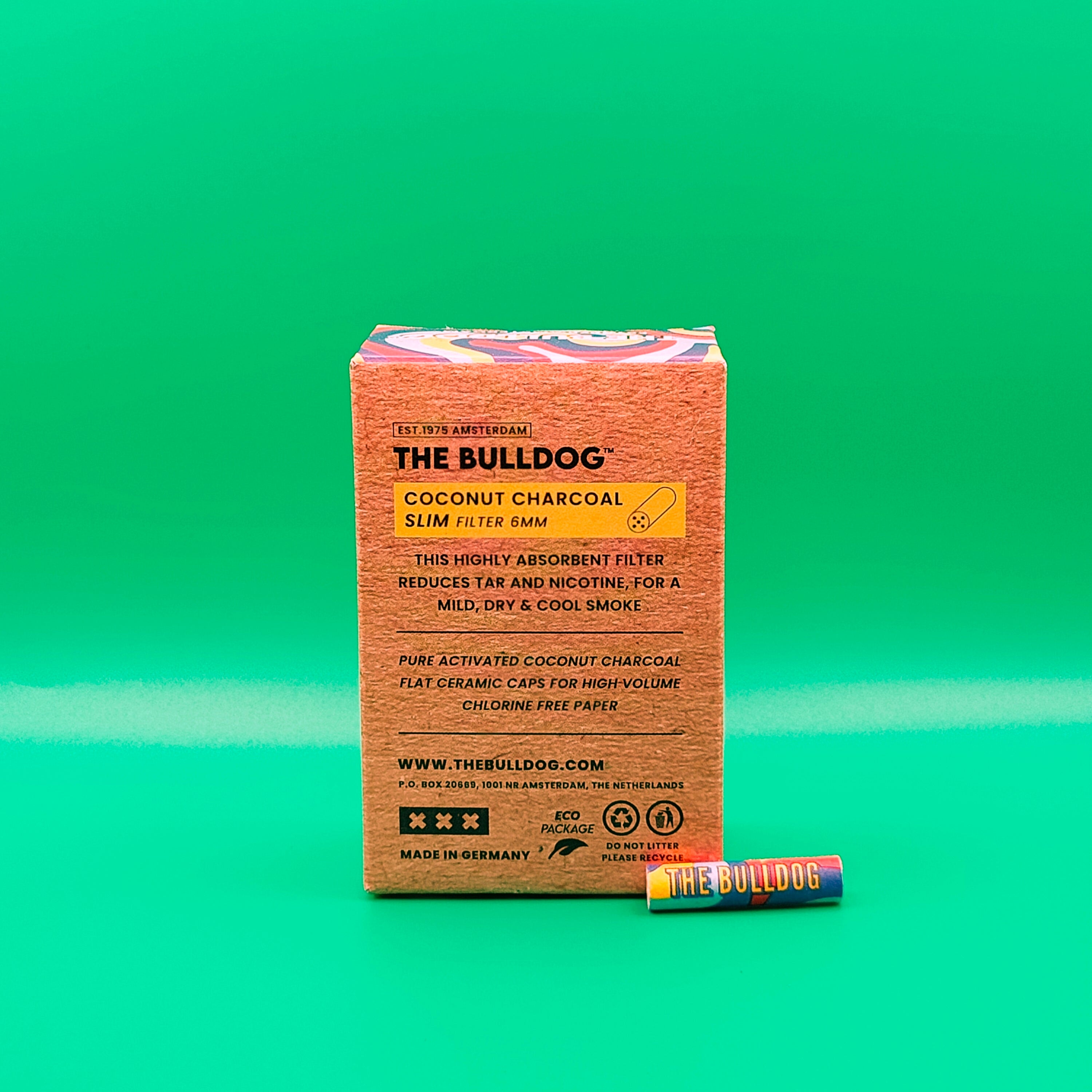 Boîtes de 60 filtres Slim The Bulldog charbon coco